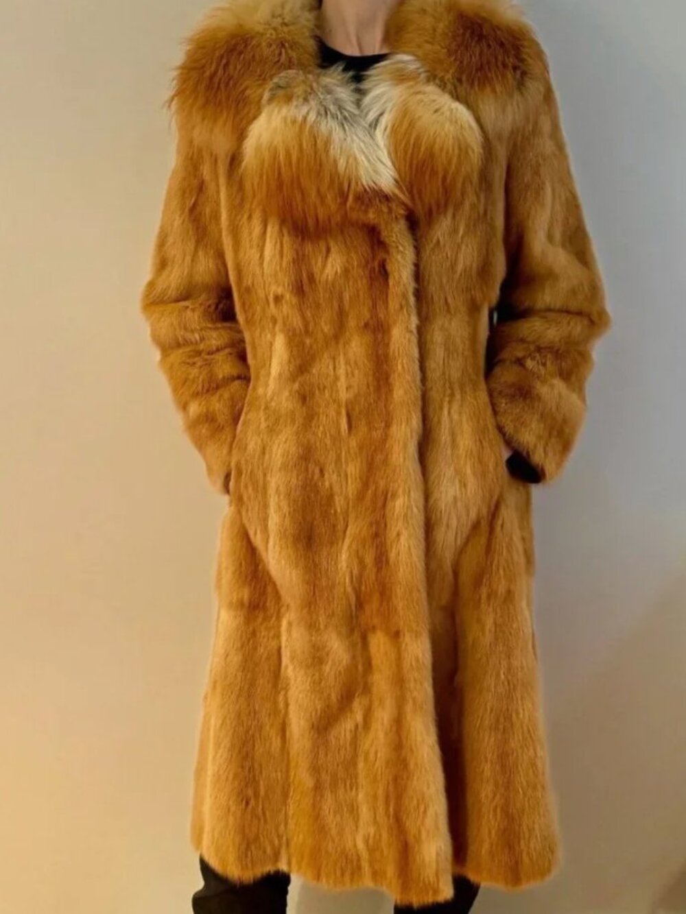 Vintage Red Fox Full Length Genuine Fur Coat Steen & Wright Penny Lane Princess